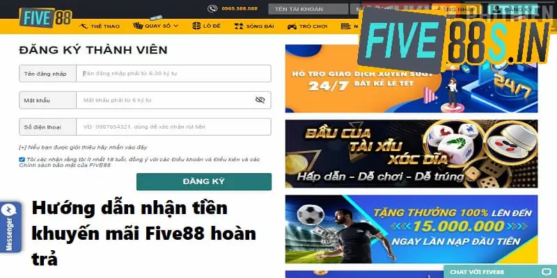 Hướng dẫn tham gia nhận khuyến mãi Five88